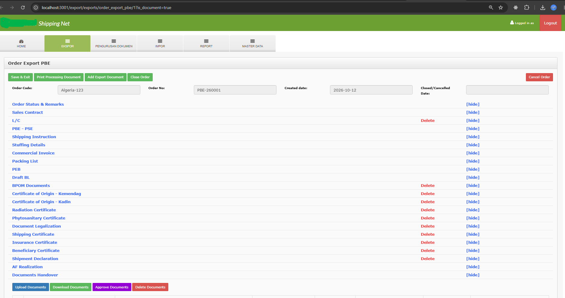 Shipping Net: Export and Import Document Management System